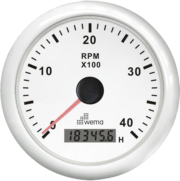 Kierroslukumittari 4000 rpm, valkoinen 