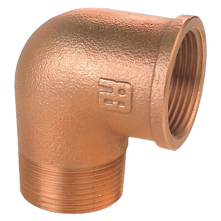 Kulma 90 astetta, pronssi, 1 1/2", uros-/naaraskierre
