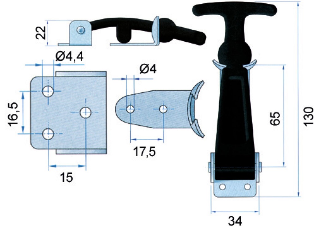 Luukunpidin pit 130 mm / kpl 420152