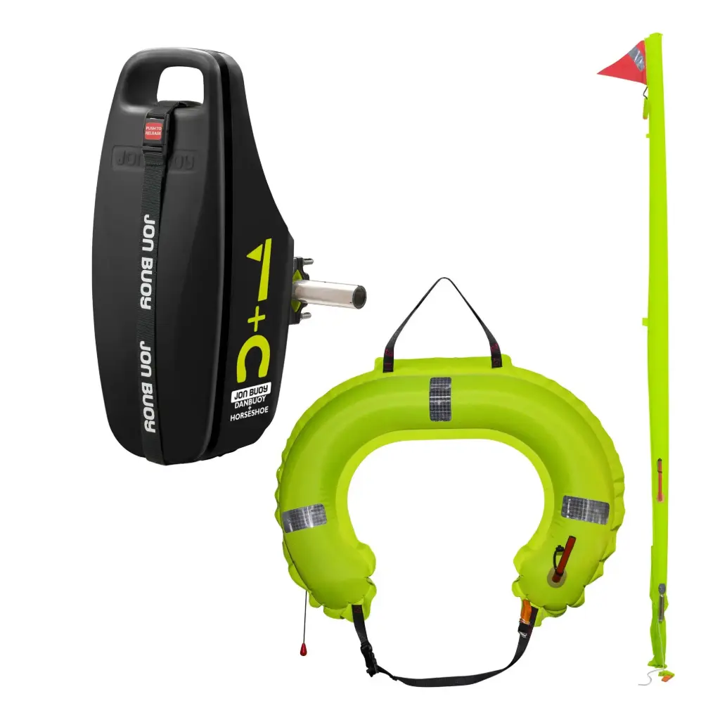 Jon Buoy Danbuoy MK3 valolla + pelastusrengas, musta