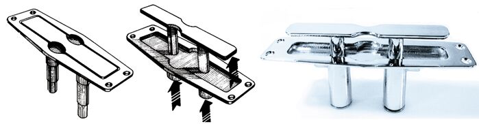 Pollari, kromattu messinki, 195 mm Alaslaskettava