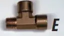 Kaasulinjan T-haara messinki, 3/8" MPT - 3/8" FPT - 3/8" FPT