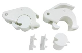 Lepuuttajan kiinnike 22 tai 25 mm kaiteelle vallkoinen (Pari)