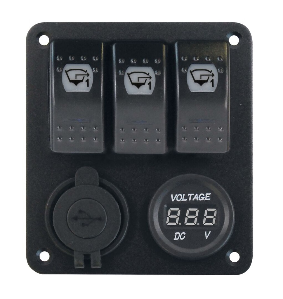 Katkaisinpaneeli,3 kytkintä, jännitemittari 