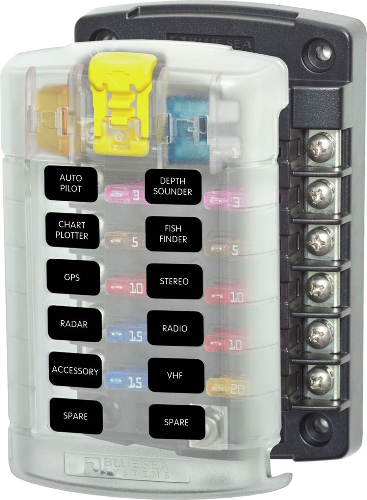 FUSE BLOCK ST BLADE 12CIRC W/CVR 5029