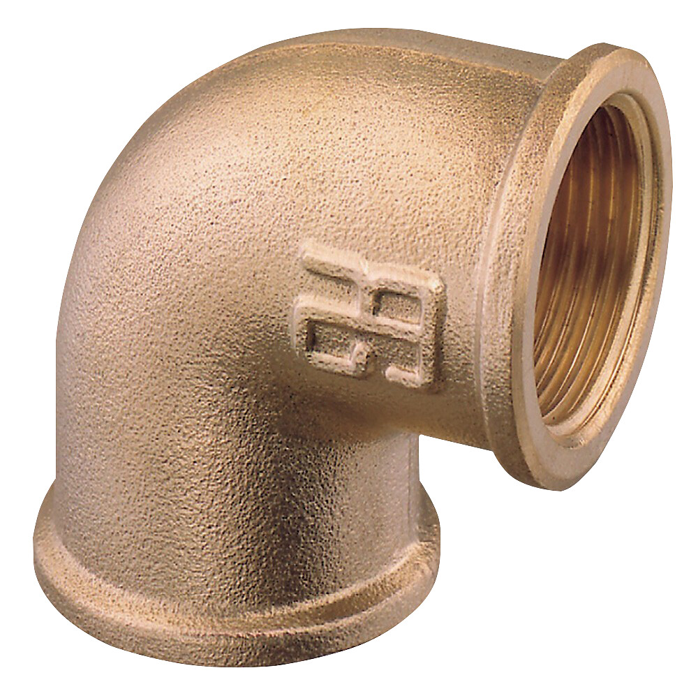 Kulma 90 astetta, 1 1/4", naaras-naaras, messinki