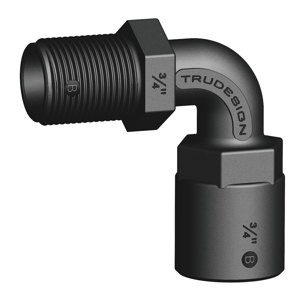 Kulma 90 astetta, 3/4", musta