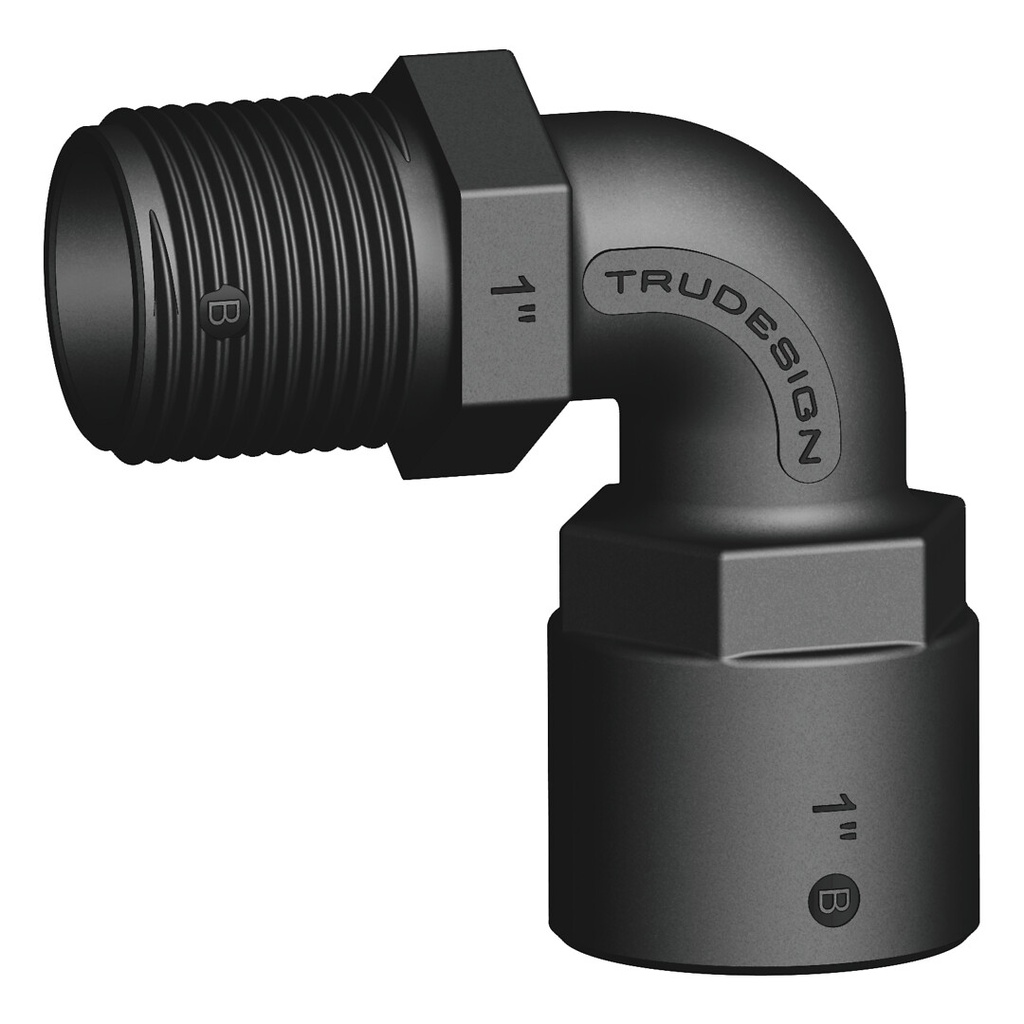 Kulma 90 astetta  1", musta, uors-/naaraskierre