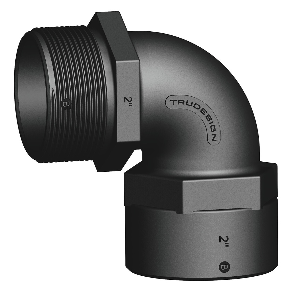 Kulma 90 astetta, 2", must, uros-/naaraskierre
