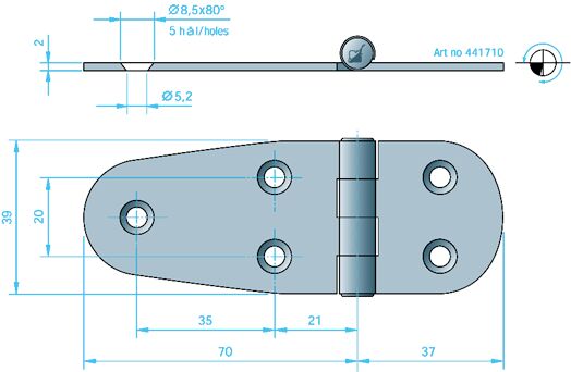Luukkusarana 81710 40mm, kiillotettu 