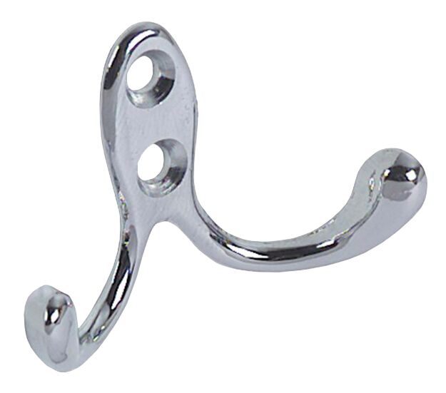 Kaksoisvaatekoukku, kromattu 