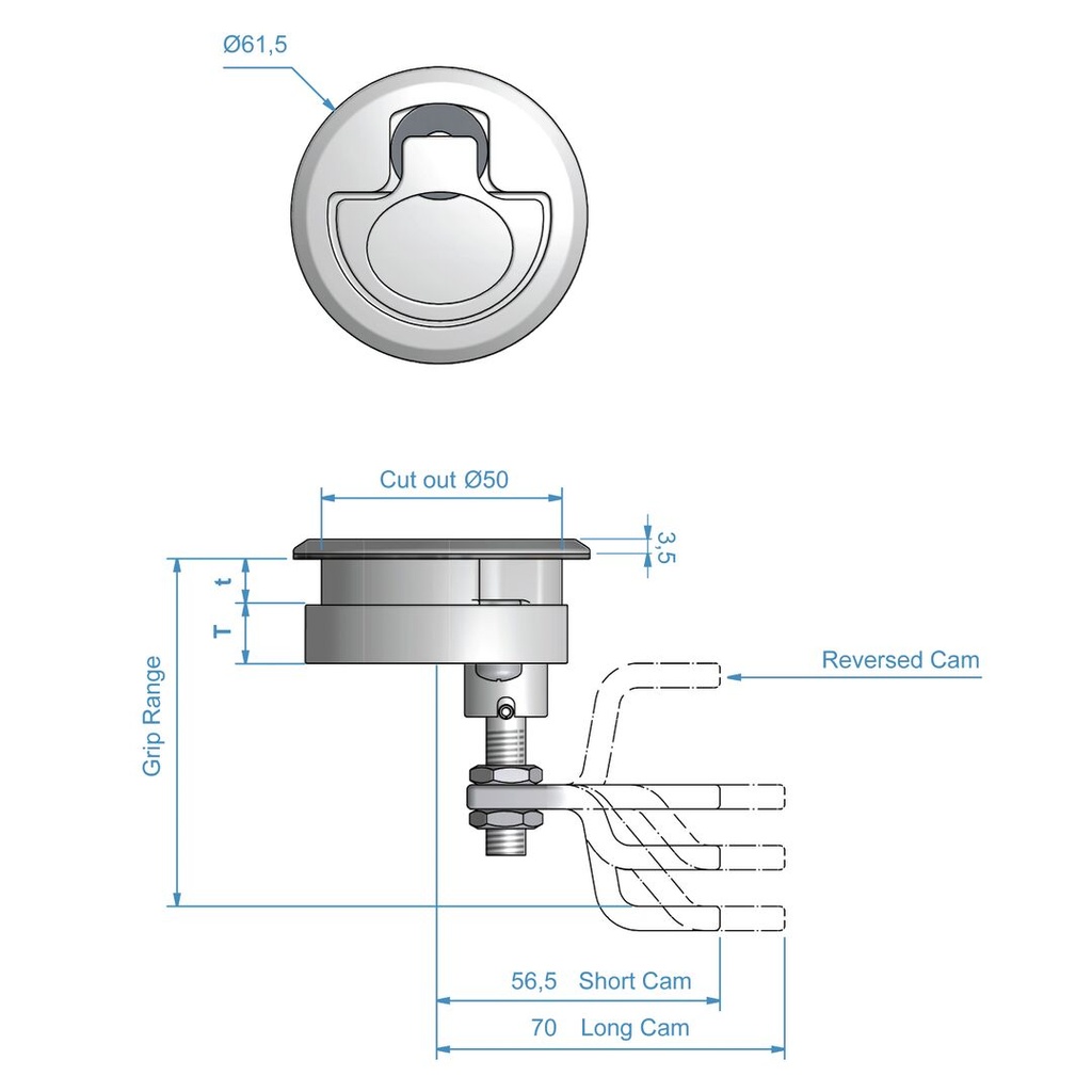 Kiristävä Luukunsalpa AISI316 