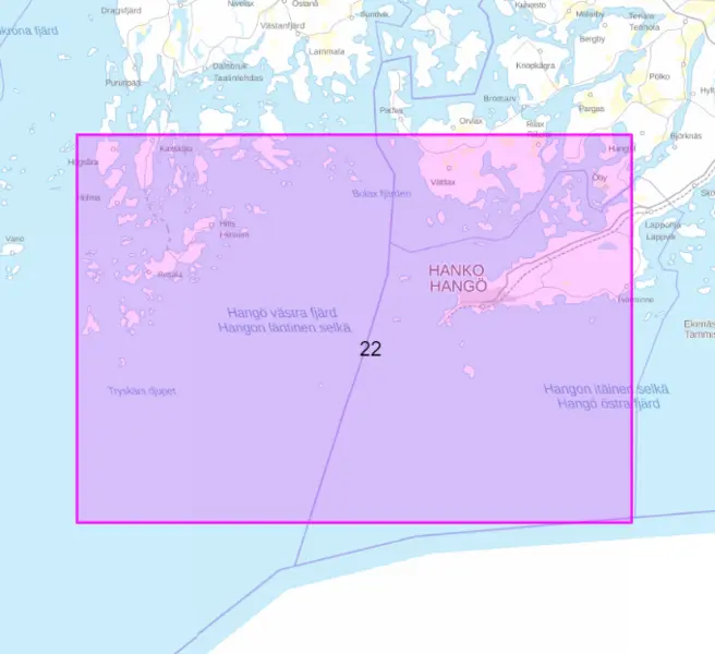 Rannikkokartta 22, Högsåra - Hanko 