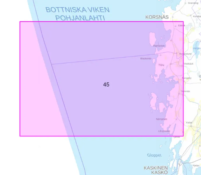 Rannikkokartta 45, Storkors - Rövargrund 