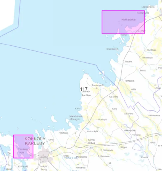 Satamakartta 117 Ykspihöaja ja Rahja 