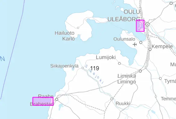 Satamakartta 119 Raahe ja Oulu 