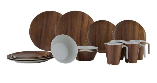 Astiasto 16 osaa Nature Line Teak melamiini