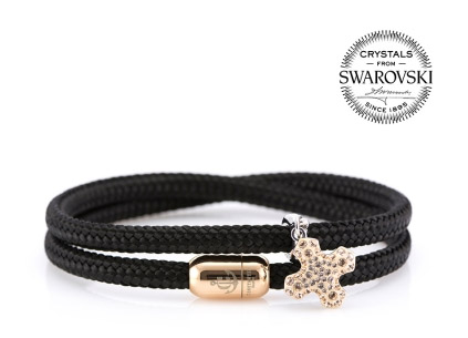 Rannekoru, musta, 16 cm Swarowski, magneetti