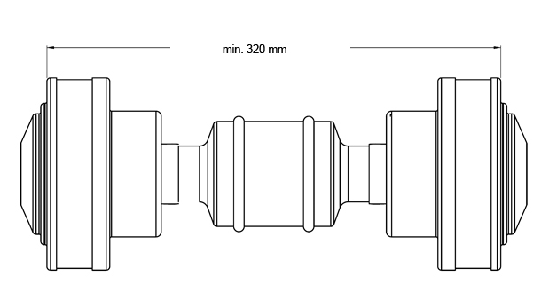 CV-akseli 115 Hitsattu, min 320mm