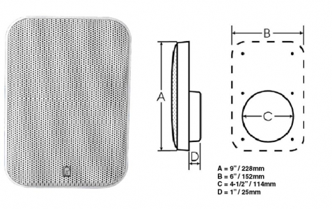 Vesitiivis paneelikaiutin valkoinen, 200W