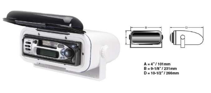 Roiskesuojakotelo stereolle valkoinen