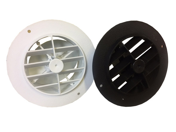 Ritilä, pyöreä, muovi, musta halk. 100mm 