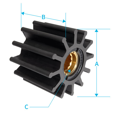 Vesipumpun siipipyörä 08-21-1201 TDME385/485/490/498