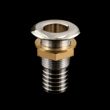 Läpivienti 19mm letkukaralla 1/2 tuuma, kromattu