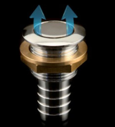 Huohotinventtiili 19 mm, mess/krom 