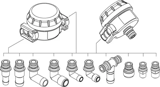 Letkuliitinpari Johnson suodattimeen, 1/2" BSP