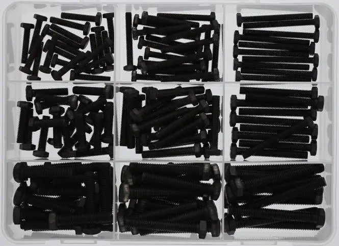 Koneruuvilajitelma, AISI316, MUSTA, DIN933 kuusiokanta, 150 kpl