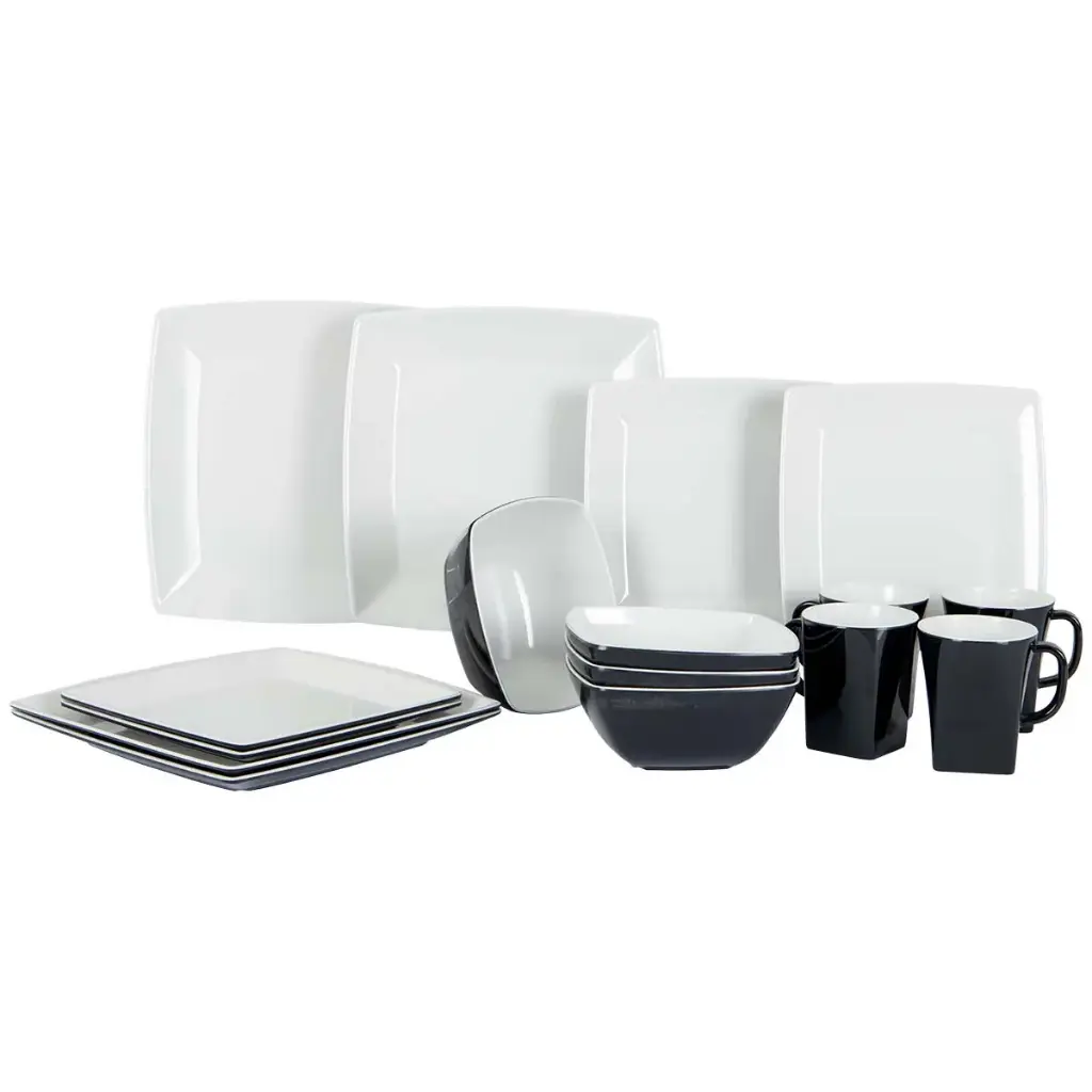 GX Quadrato – 16-osainen astiastosarja, musta–valkoinen