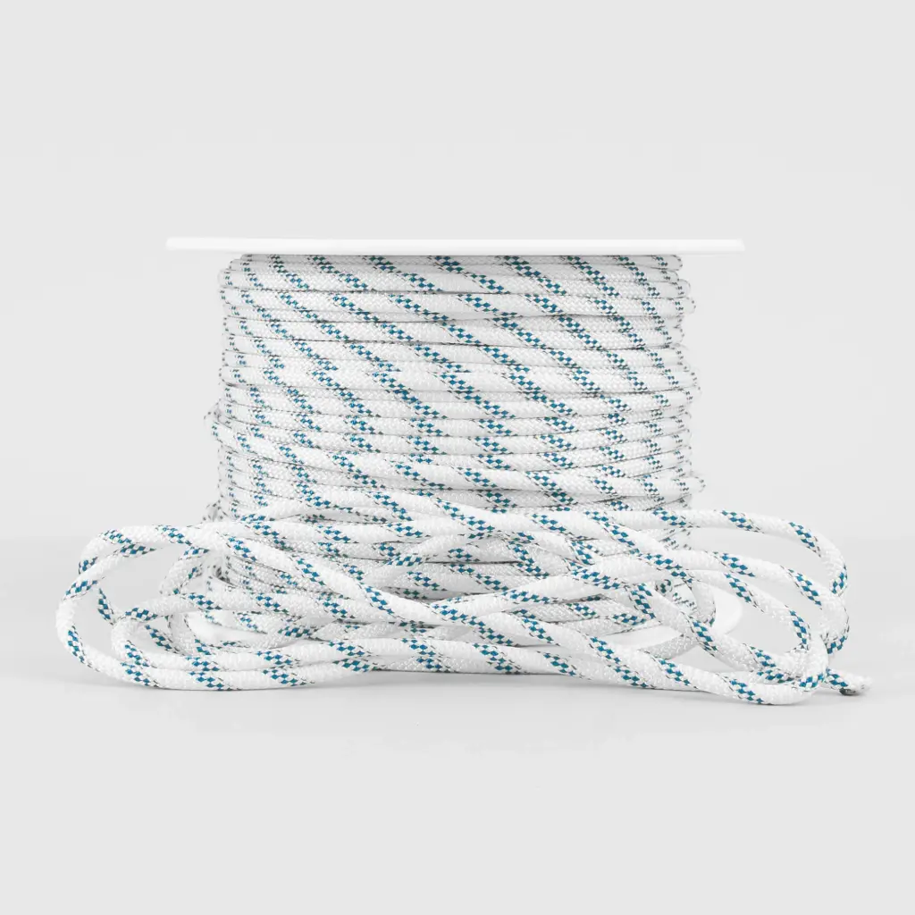 8 mm Polyropes Poly-Braid 32-falliköysi, valkoinen-sininen, ml 1800 kg